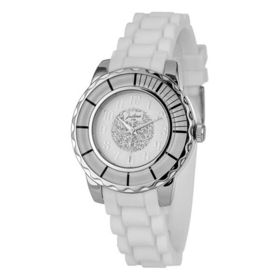 Женские часы аналоговые круглые силиконовый белый браслет Justina
