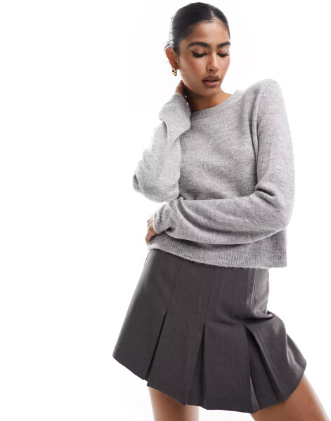 ASOS DESIGN structured shoulder jumper with shoulder pads in grey