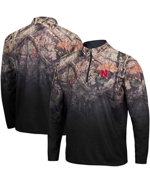 Men's Black Nebraska Huskers Mossy Oak Fleet II Quarter-Zip Jacket