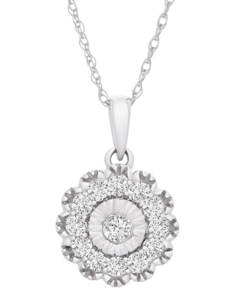 Diamond Flower Pendant Necklace (1/2 ct. tw) in 14k White Gold, 18" + 2" extender, Created for Macy's