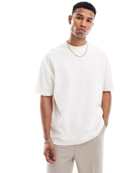 ASOS DESIGN oversized t-shirt with crew neck in cream