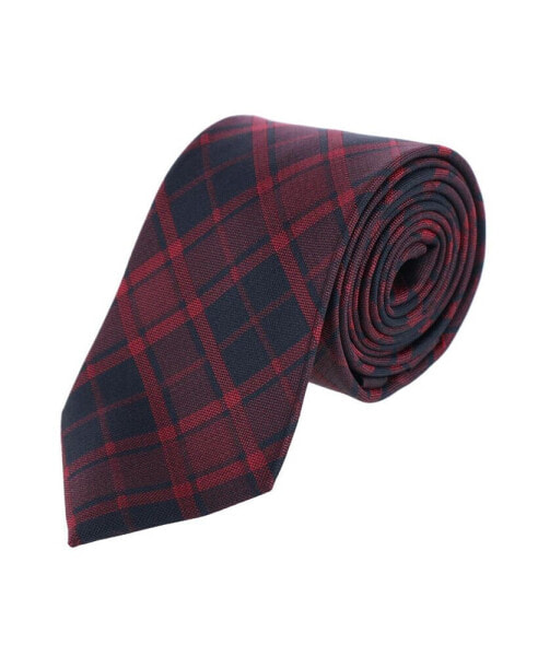 Men's Kincade Red Blackwatch Plaid Silk Necktie