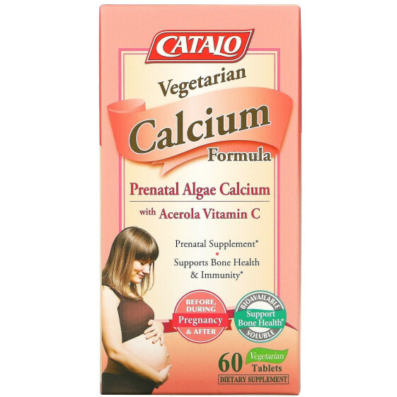 Vegetarian Calcium Formula, Prenatal Algae Calcium with Acerola Vitamin C, 60 Vegetarian Tablets