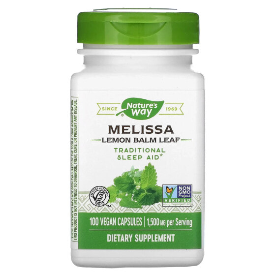 Витамин С Nature's Way, Мелисса, Листья Мелисы, 1500 мг, 100 веганских капсул (500 мг на капсулу)