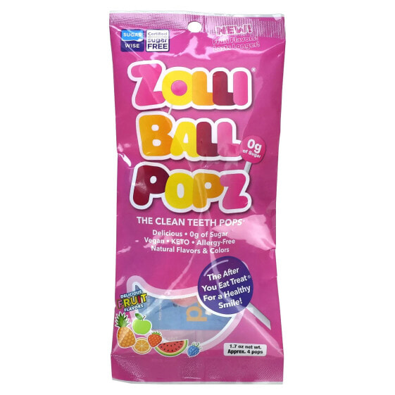 Zolli Ball Popz, The Clean Teeth Pops, Delicious Fruit, Approx. 4 pops, 1.7 oz