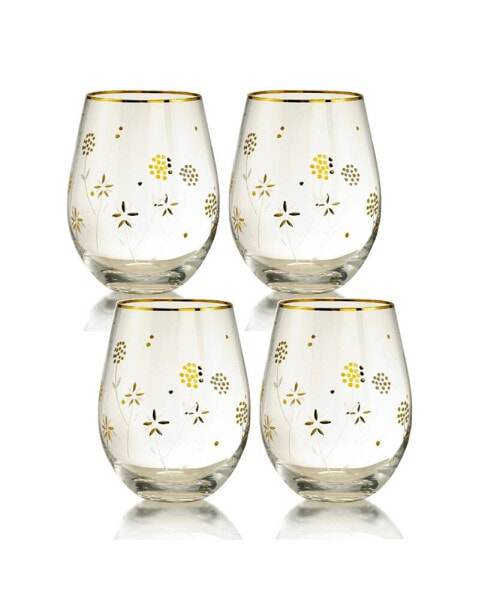 Бокал для вина Qualia Glass Plum Blossom Stemless 19 унций, 4 штуки