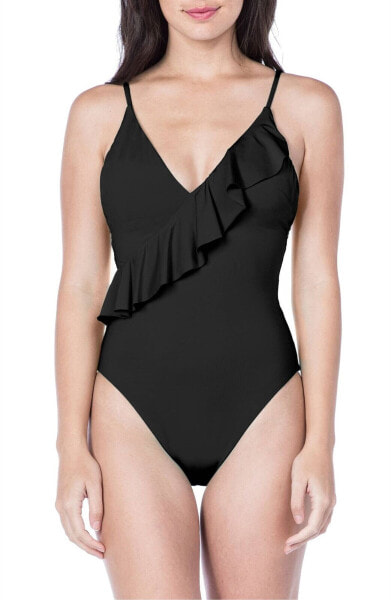 Trina Turk 147779 Women's Key Solids One-Piece Swimsuit Color Black Sz 6