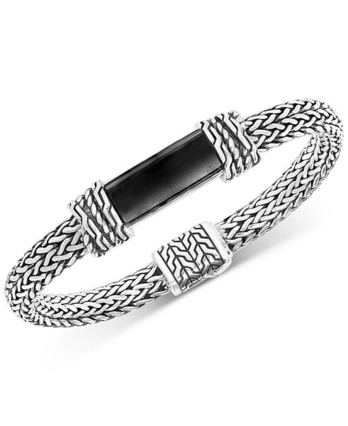 EFFY® Men's Onyx Woven Bracelet in Sterling Silver