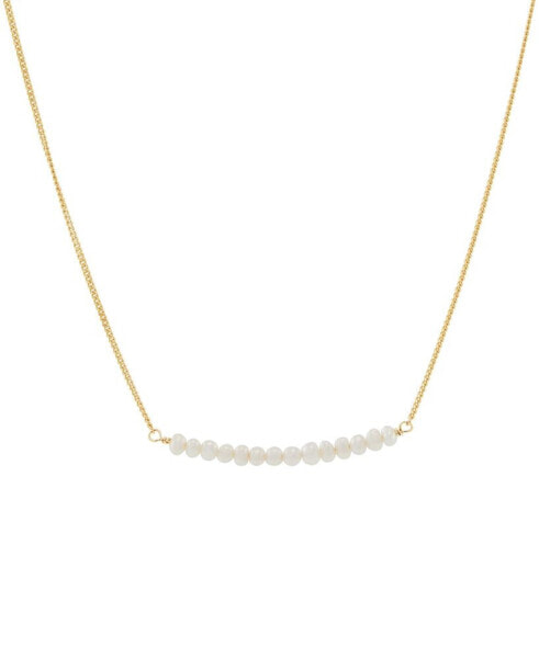 Giani Bernini cultured Freshwater Pearl (3 - 3-1/2mm) Curved Bar 18" Necklace in 14k Gold-Plated Sterling Silver, Created for Macy's