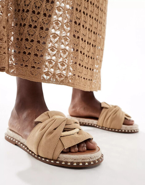 River Island twisted flat sandal in beige