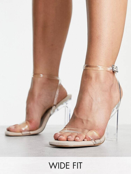 ASOS DESIGN Wide Fit Norton clear barely there heeled sandals