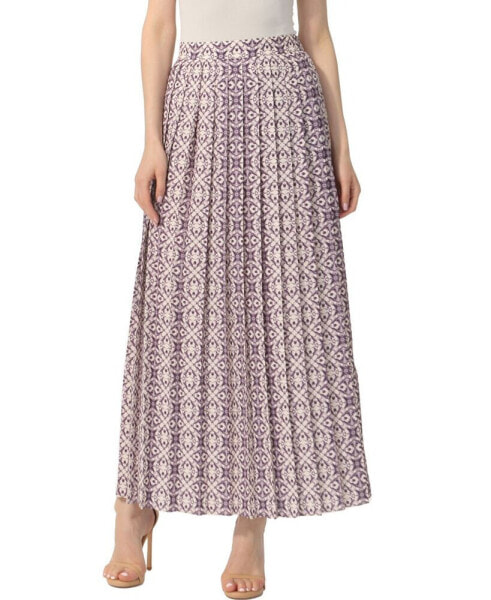 Women's Print Box Pleat Maxi Skirt