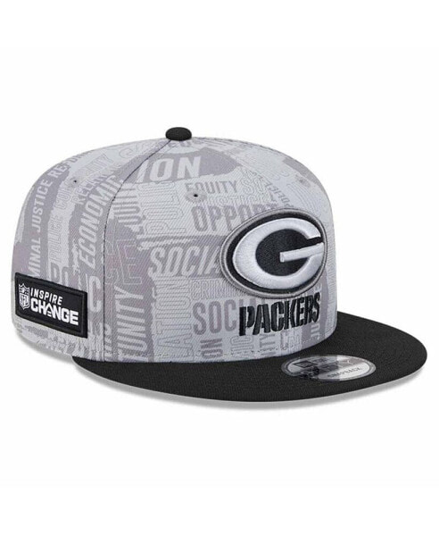 Бейсболка New Era Green Bay Packers 2023 Inspire Change 9FIFTY мужская серо-черно-зеленая