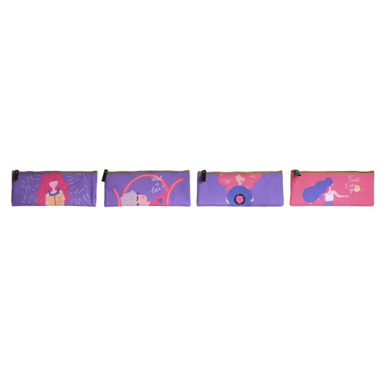 Пенал DKD Home Decor Розовый Лиловый 23 x 1 x 9 см (4 штуки)