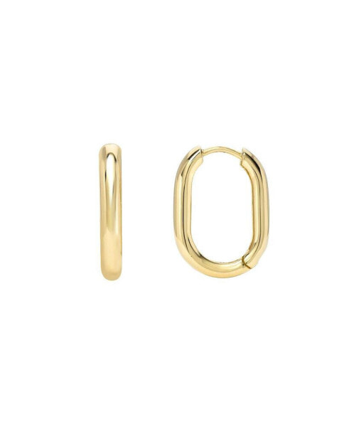 14K Gold Thick Oval Hoop Earrings