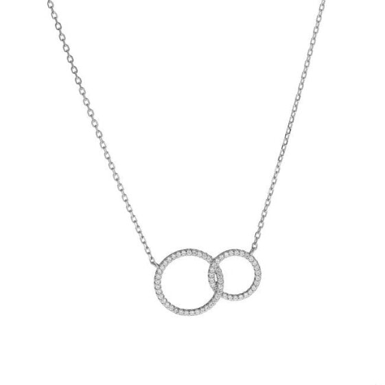 Sparkling Silver Linked Rings Necklace AJNA0020