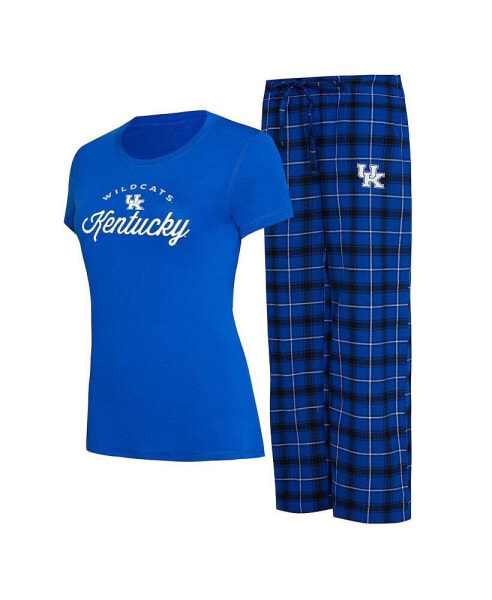 Women's Royal, Black Kentucky Wildcats Arctic T-shirt and Flannel Pants Sleep Set