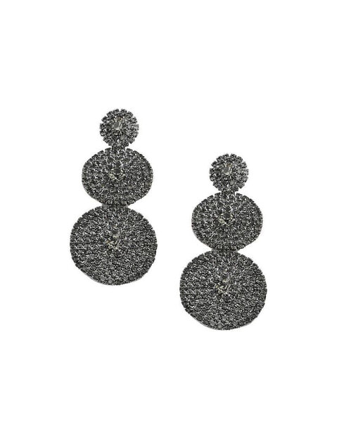 Women's Black Circular Cluster Drop Earrings