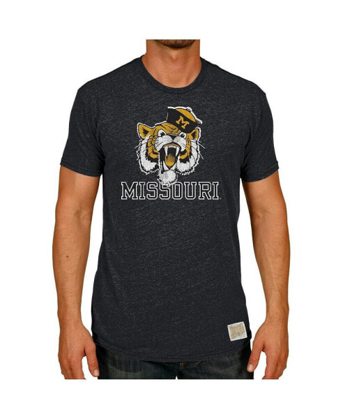 Men's Heather Black Missouri Tigers Vintage-Like Angry Tiger Tri-Blend T-shirt