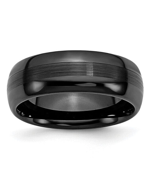 Ceramic Black Brushed and Polished Wedding Band Ring