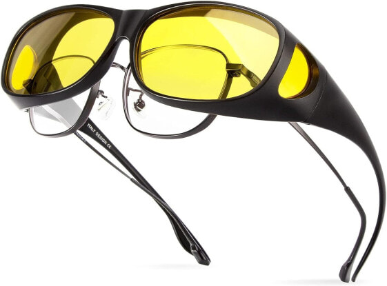 Bloomoak Polarized Night Glasses Anti-Glare UV400 Protection for Men Women Polarized Driving Fishing Golf (Night Vision Lens)