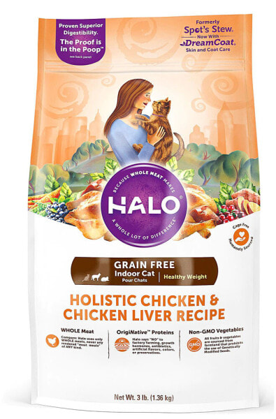 Сухой корм для кошек Halo,  Purely For Pets, холистик с курицей и куриной печенью, 1.3кг