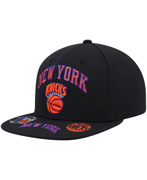 Men's Black New York Knicks Hardwood Classics Front Loaded Snapback Hat