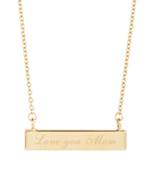 14K Gold Plated Love You Mom Bar Necklace
