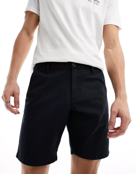 ASOS DESIGN slim stretch chino shorts in black