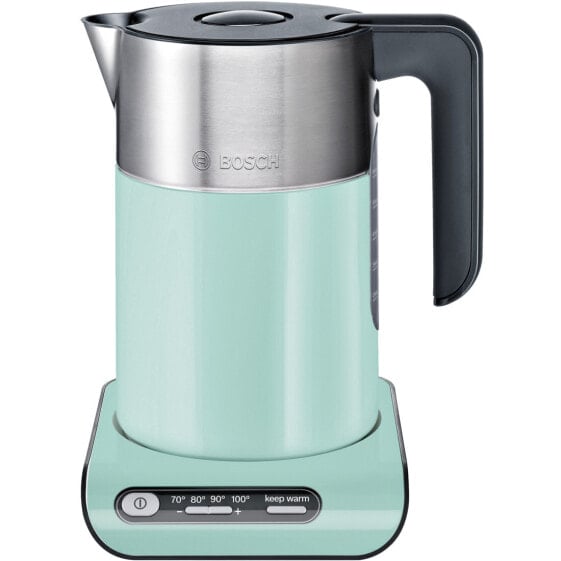 Bosch TWK8612P - 1.5 L - 2000 W - Black - Grey - Turquoise - Plastic - Stainless steel - Adjustable thermostat - Water level indicator