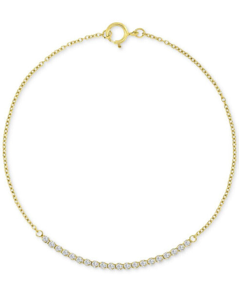 Cubic Zirconia Horizontal Link Chain Bracelet in 10k Gold