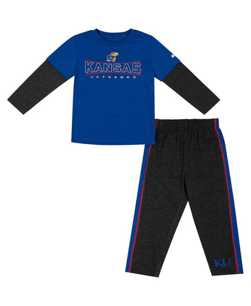 Toddler Boys Royal, Black Kansas Jayhawks Long Sleeve T-shirt and Pants Set