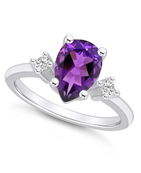 Amethyst and Diamond Ring (1-3/4 ct.t.w and 1/10 ct.t.w) 14K White Gold