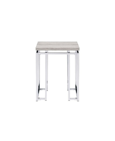 Chafik End Table, Natural Oak & Chrome