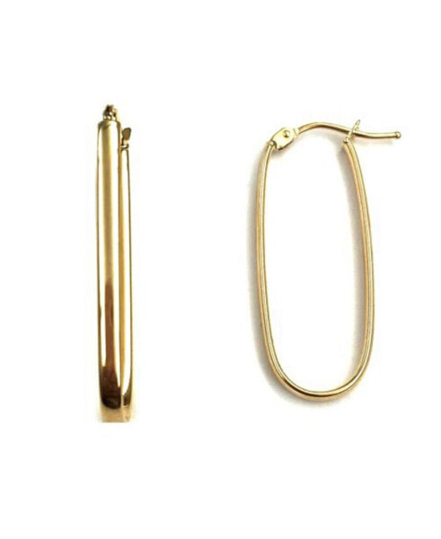 Polished Oval Hoop Earrings in 10k Gold