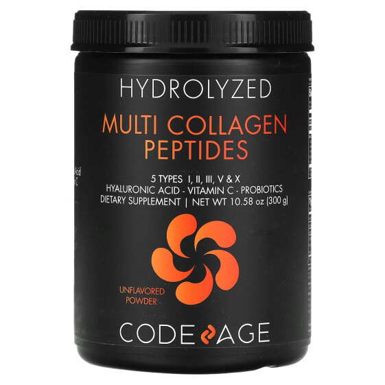 Порошок гидролизованных пептидов коллагена CodeAge, без вкуса, 300 г