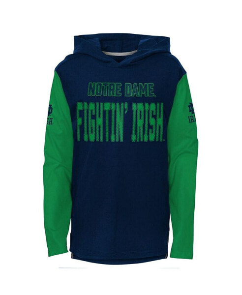 Big Boys Navy Notre Dame Fighting Irish Heritage Hoodie Long Sleeve T-shirt