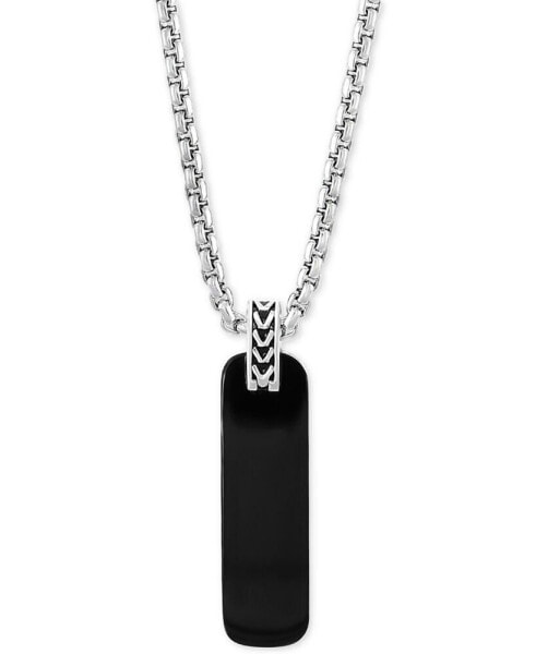 EFFY® Men's Onyx (33-1/2 x 10mm) Dog Tag 22" Pendant Necklace in Sterling Silver