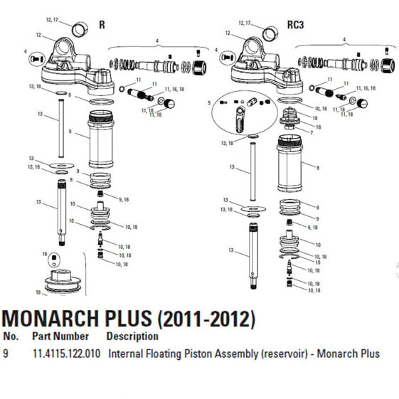 ROCKSHOX Internal Floating Piston Monarch Plus Kit Set