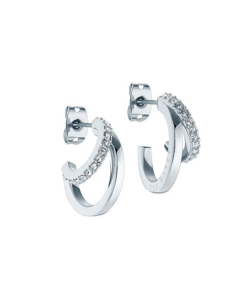 HELIAS: Double Crystal Hoop Earrings For Women