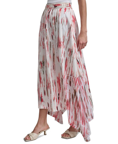 Women's Handkerchief-Hem Printed Maxi Skirt