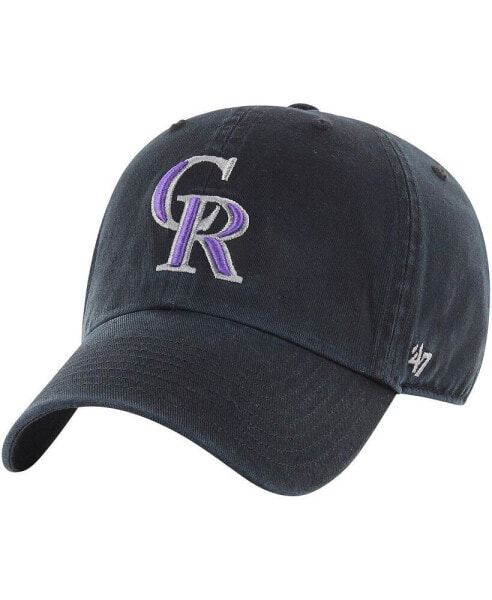 Youth Boys Black Colorado Rockies Clean Up Adjustable Hat