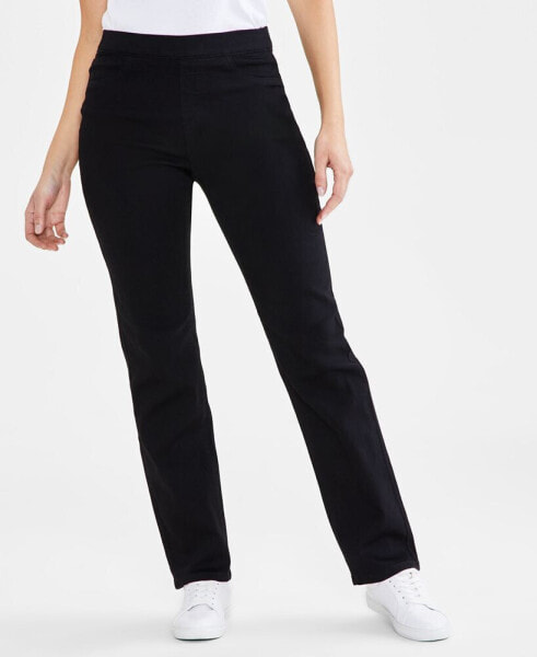 Women's Mid-Rise Pull-On Straight-Leg Denim Jeans, Created for Macy's