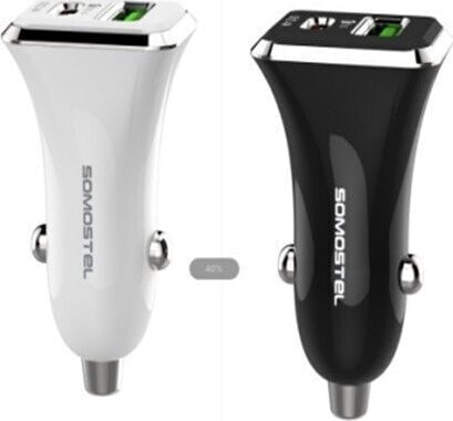 Ładowarka ŁADOWARKA SAMOCHODOWA 3A+2.4A BIAŁA SOMOSTEL 3100mAh + 2100mAh TYPC+USB DUAL SMS-A42 QC 3.0 PD