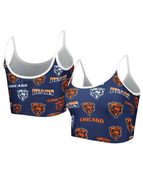 Women's Navy Chicago Bears Breakthrough Allover Knit Lounge Bralette