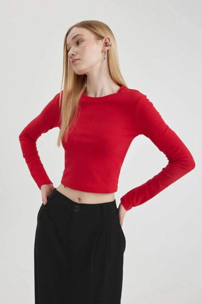 Kadın Uzun Kollu T-shirt Kırmızı A8311ax/rd79