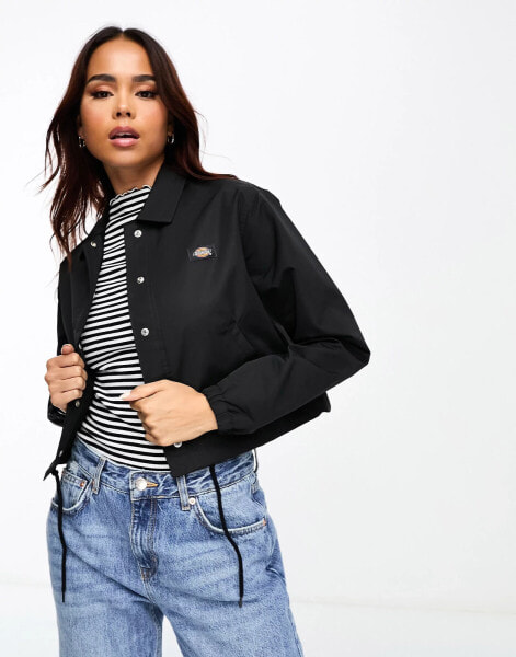 Dickies oakport cropped coach jacket in black