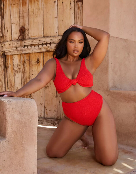 Moda Minx Curve X Bernadette Afia scrunch knot top in red