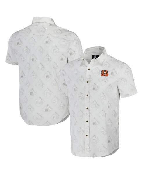 Men's NFL x Darius Rucker Collection by White Cincinnati Bengals Woven Short Sleeve Button Up Shirt