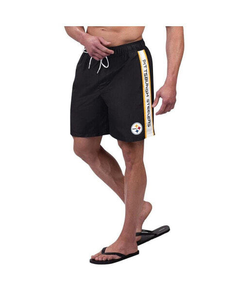 Men's Black Pittsburgh Steelers Streamline Volley Swim Shorts